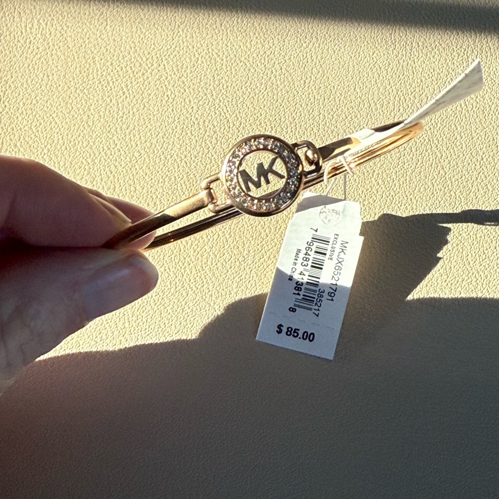Michael Kors Rose Gold-Tone Logo Bangle